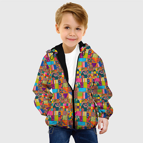 Детская куртка Лоскутное шитье, рисовала нейросеть / 3D-Черный – фото 4