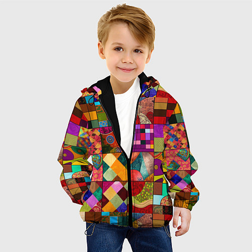 Детская куртка Лоскутное шитье, пэчворк из нейросети / 3D-Черный – фото 4