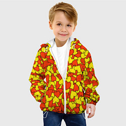 Куртка с капюшоном детская Красно-желтые сердца, цвет: 3D-белый — фото 2