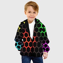 Куртка с капюшоном детская Gradient hexagon genshin, цвет: 3D-черный — фото 2
