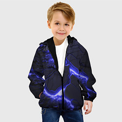 Куртка с капюшоном детская Красивая синяя неоновая лава, цвет: 3D-черный — фото 2