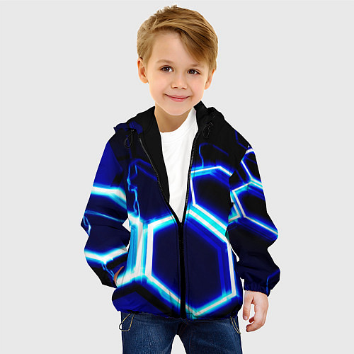 Детская куртка Neon abstraction plates storm / 3D-Черный – фото 4