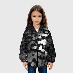 Куртка с капюшоном детская Карбоновые соты абстрация, цвет: 3D-черный — фото 2