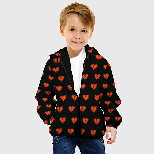 Детская куртка Разбитые сердца на черном фоне / 3D-Черный – фото 4