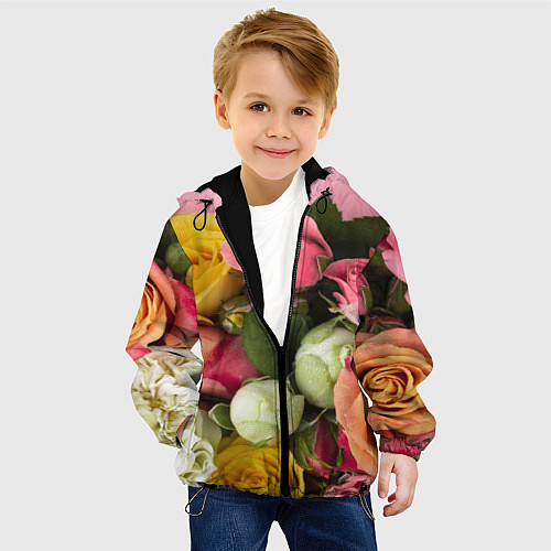 Детская куртка Букет красивых роз / 3D-Черный – фото 4