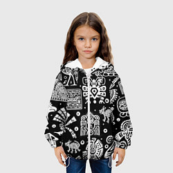 Куртка с капюшоном детская Знаки племени Майя, цвет: 3D-белый — фото 2