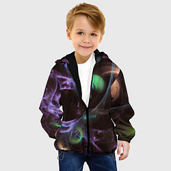 Куртка с капюшоном детская Магические фиолетовые волны и цветные космические, цвет: 3D-черный — фото 2