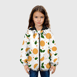 Куртка с капюшоном детская Апельсины с листьями, цвет: 3D-черный — фото 2