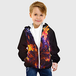 Куртка с капюшоном детская Текстура огня, цвет: 3D-белый — фото 2