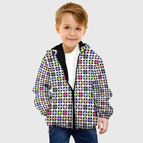 Детская куртка Разноцветный геометрический рисунок / 3D-Черный – фото 4