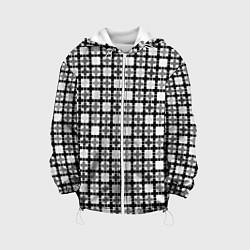 Куртка с капюшоном детская Черно-белый геометрический мелкий узор, цвет: 3D-белый