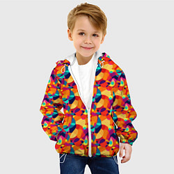 Куртка с капюшоном детская Абстрактный узор из разноцветных окружностей, цвет: 3D-белый — фото 2