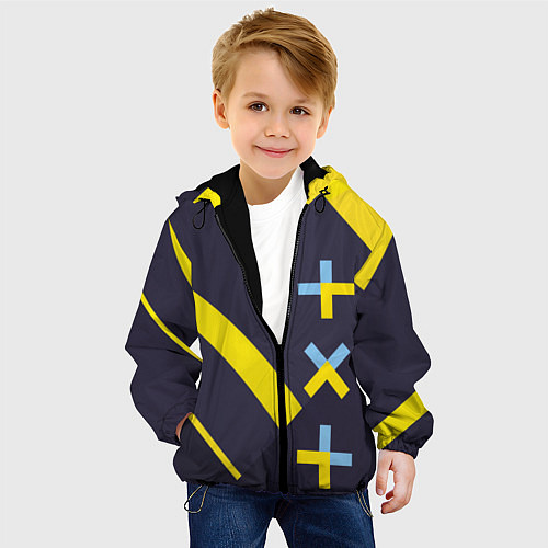Детская куртка TXT yellow geometry / 3D-Черный – фото 4