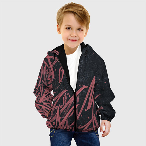 Детская куртка Бордовое граффити / 3D-Черный – фото 4
