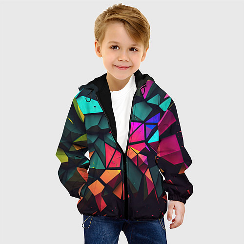 Детская куртка Неоновые абстрактные камушки / 3D-Черный – фото 4