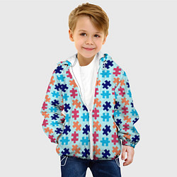 Куртка с капюшоном детская Разноцветный пазл, цвет: 3D-белый — фото 2