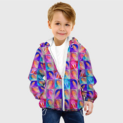 Куртка с капюшоном детская Клетчатый узор с девушками, цвет: 3D-белый — фото 2