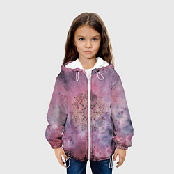 Куртка с капюшоном детская Мандала гармонии, фиолетовая, космос, цвет: 3D-белый — фото 2