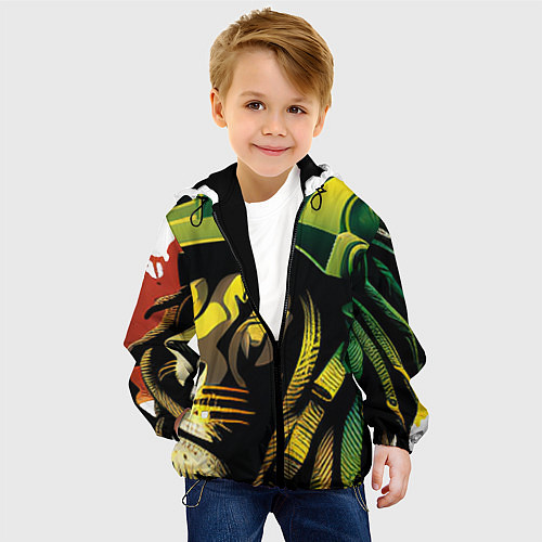 Детская куртка Раста Лев в каске / 3D-Черный – фото 4