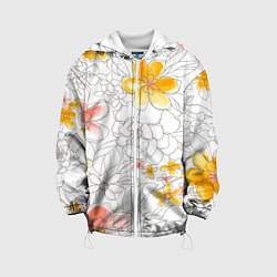 Куртка с капюшоном детская Нарисованный цветы - светлый, цвет: 3D-белый