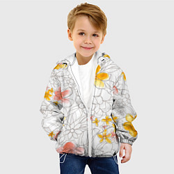 Куртка с капюшоном детская Нарисованный цветы - светлый, цвет: 3D-белый — фото 2