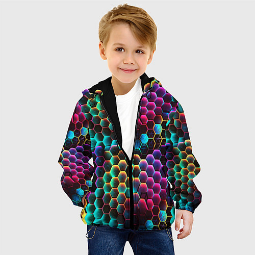 Детская куртка Неон и соты / 3D-Черный – фото 4