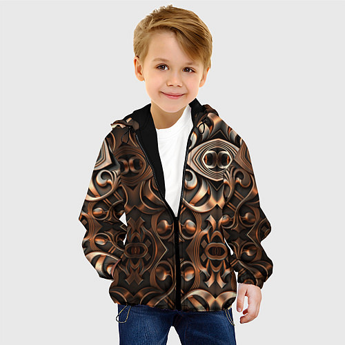 Детская куртка Золотой узор - паттерн / 3D-Черный – фото 4