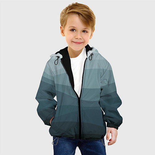Детская куртка Бирюзовые волны / 3D-Черный – фото 4