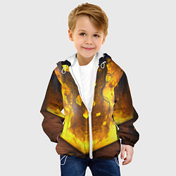 Куртка с капюшоном детская Куб с огнём, цвет: 3D-белый — фото 2