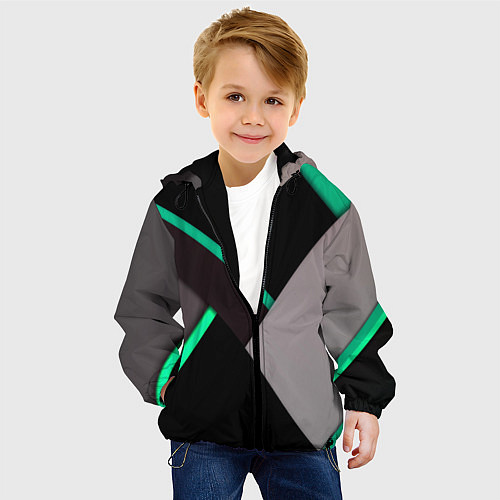 Детская куртка Спортивная геометрия линии / 3D-Черный – фото 4