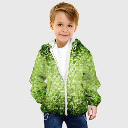 Куртка с капюшоном детская Геометрическое зелёное искажение в пространстве, цвет: 3D-белый — фото 2