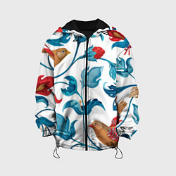 Куртка с капюшоном детская Узоры и птицы, цвет: 3D-черный