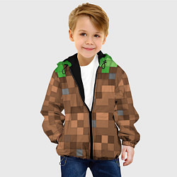 Куртка с капюшоном детская Блоки майнкрафта, цвет: 3D-черный — фото 2