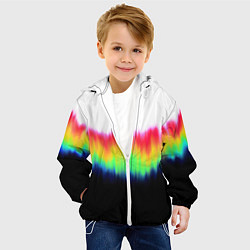 Куртка с капюшоном детская Северное сияние - тай-дай, цвет: 3D-белый — фото 2