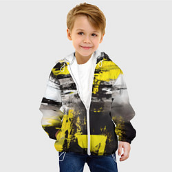 Куртка с капюшоном детская Черно-желтая абстракция, нейросеть, цвет: 3D-белый — фото 2