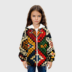 Куртка с капюшоном детская Русский узор крестиком, цвет: 3D-белый — фото 2