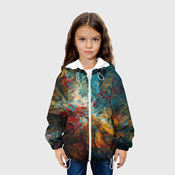 Куртка с капюшоном детская Яркий флюид арт, цвет: 3D-белый — фото 2