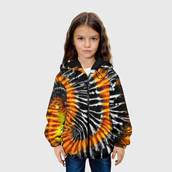 Куртка с капюшоном детская Tie dye - тай дай в черно белую полоску, цвет: 3D-черный — фото 2