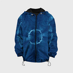 Куртка с капюшоном детская Синий круг тай-дай, цвет: 3D-черный