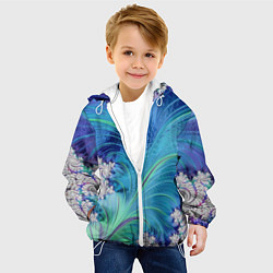 Куртка с капюшоном детская Авангардная фрактальная композиция, цвет: 3D-белый — фото 2