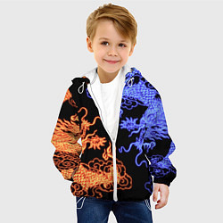 Куртка с капюшоном детская Парящие неоновые драконы, цвет: 3D-белый — фото 2