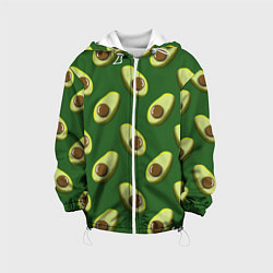 Куртка с капюшоном детская Авокадо - паттерн, цвет: 3D-белый