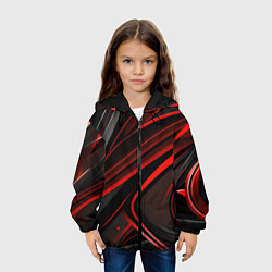 Куртка с капюшоном детская Black and red abstract, цвет: 3D-черный — фото 2