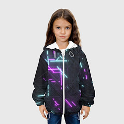 Куртка с капюшоном детская Неоновые полосы, цвет: 3D-белый — фото 2
