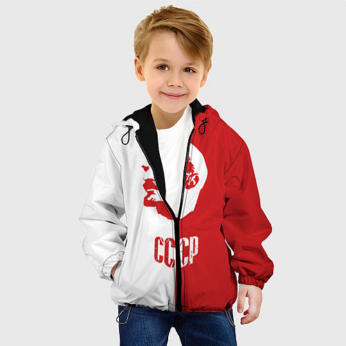Детская куртка Красно белый Ленин / 3D-Черный – фото 4