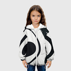 Куртка с капюшоном детская Черная абстракция из фигур, цвет: 3D-белый — фото 2