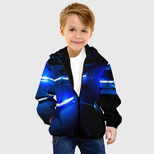 Детская куртка Металлические соты с синей подсветкой / 3D-Черный – фото 4