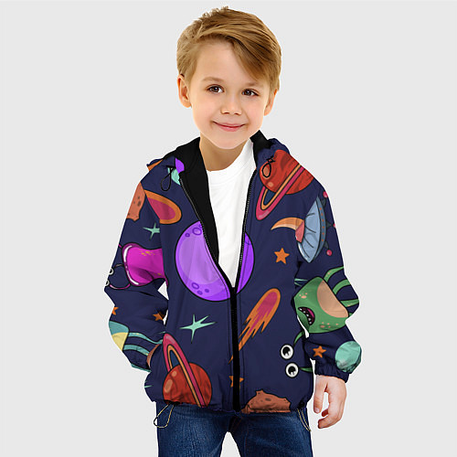 Детская куртка Космический арт планеты / 3D-Черный – фото 4