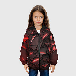 Куртка с капюшоном детская Красные элементы с неоновым свечением, цвет: 3D-черный — фото 2