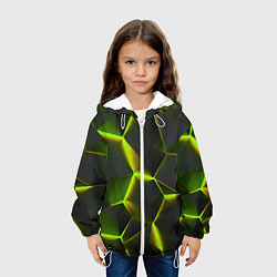 Куртка с капюшоном детская Разлом неоновых плит, цвет: 3D-белый — фото 2